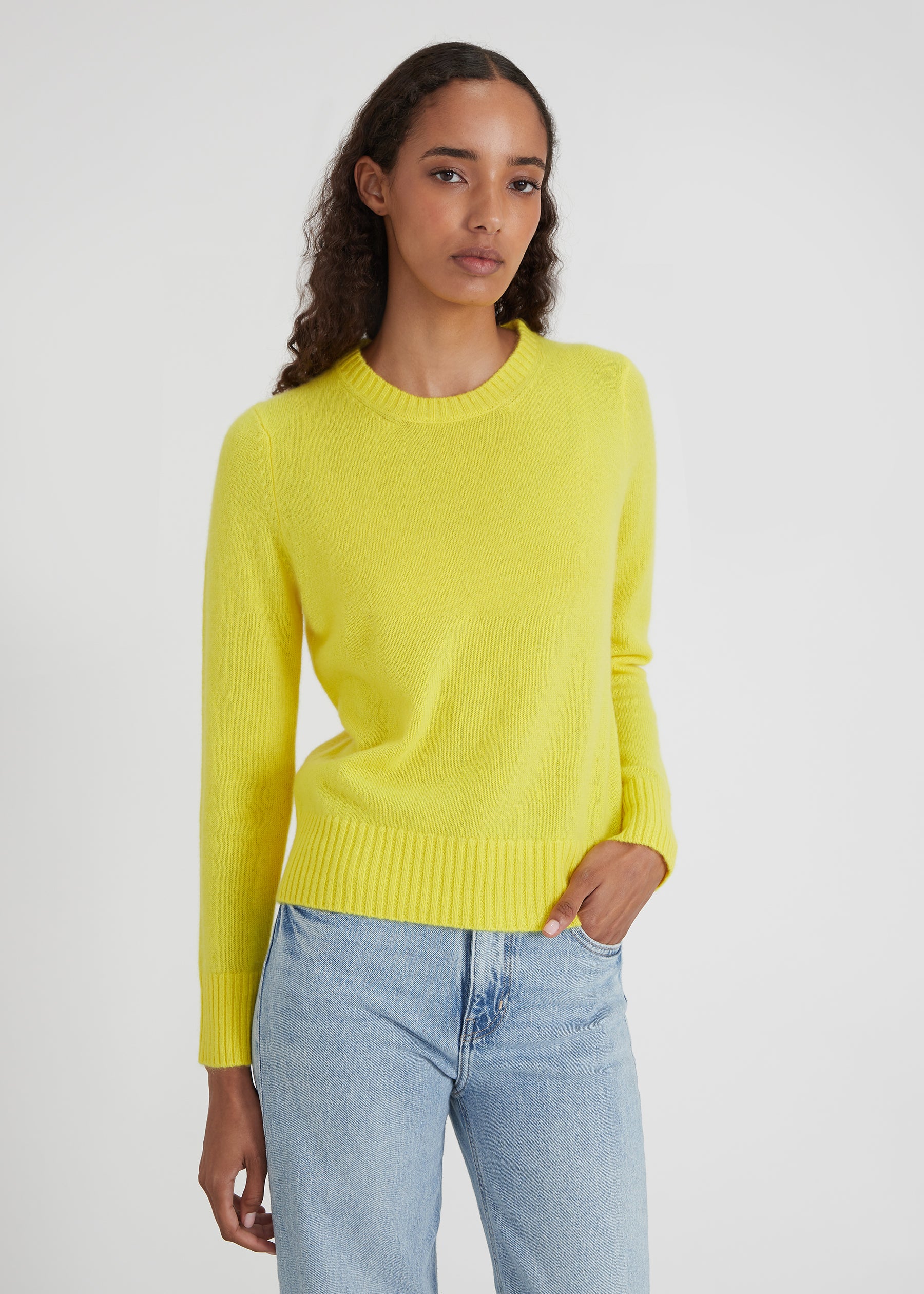 Rundhalspullover - solar yellow