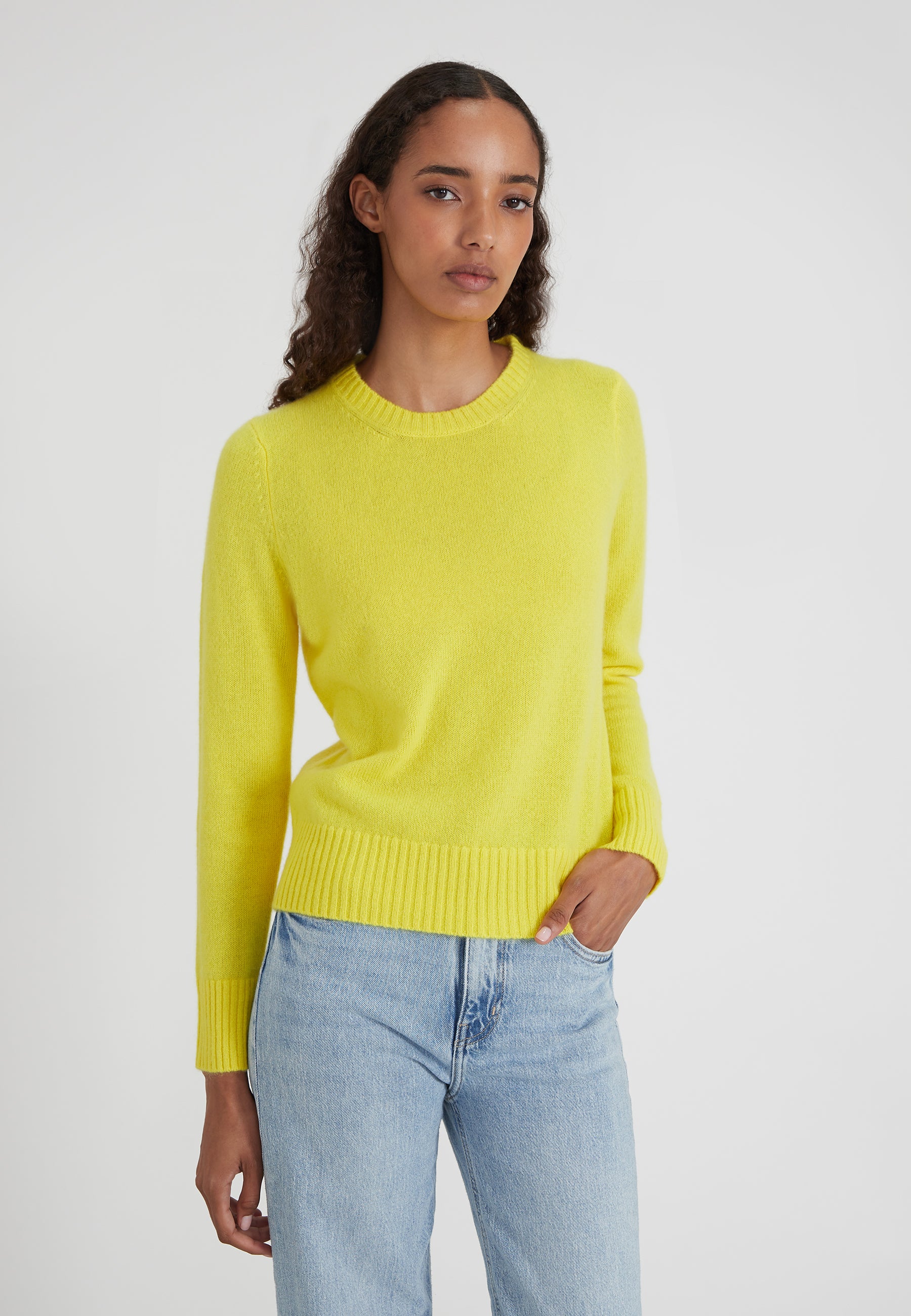 Rundhalspullover - solar yellow