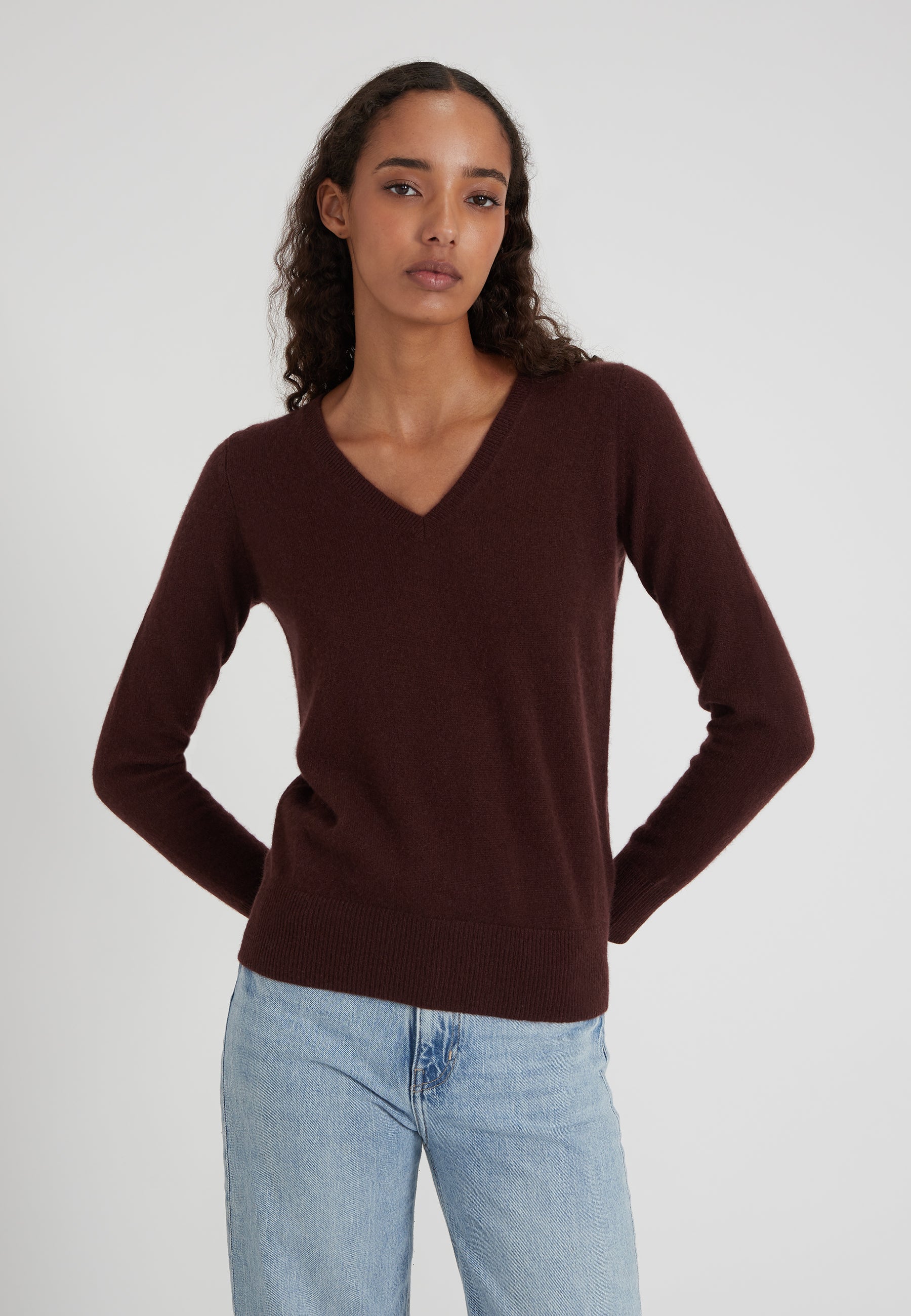 Vneck - chocolate