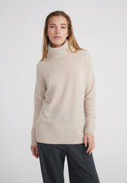 Oversized Rollkragenpullover- sand
