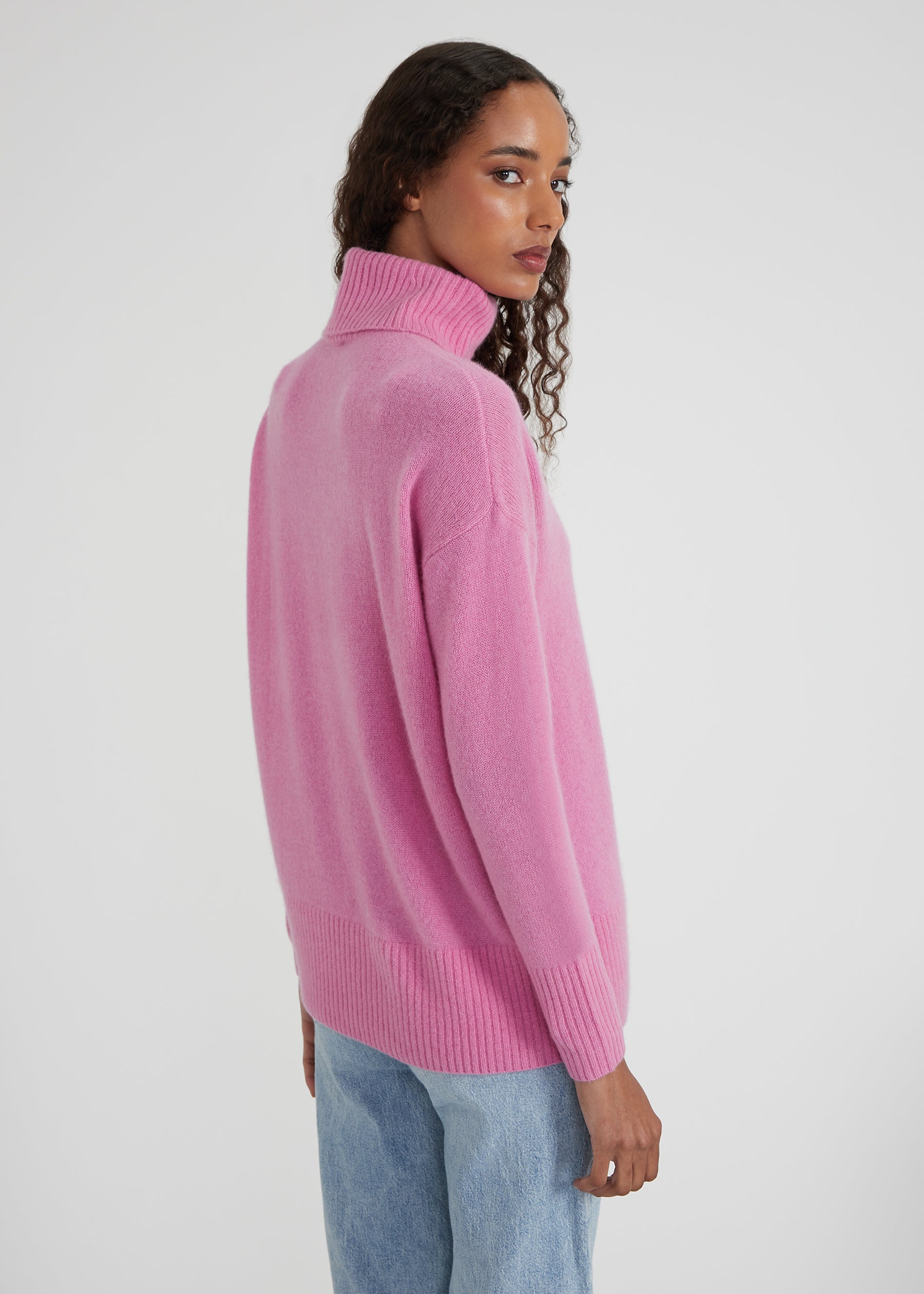 Oversize Rollkragenpulover - candy pink