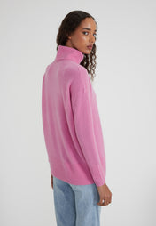 Oversize Rollkragenpulover - candy pink
