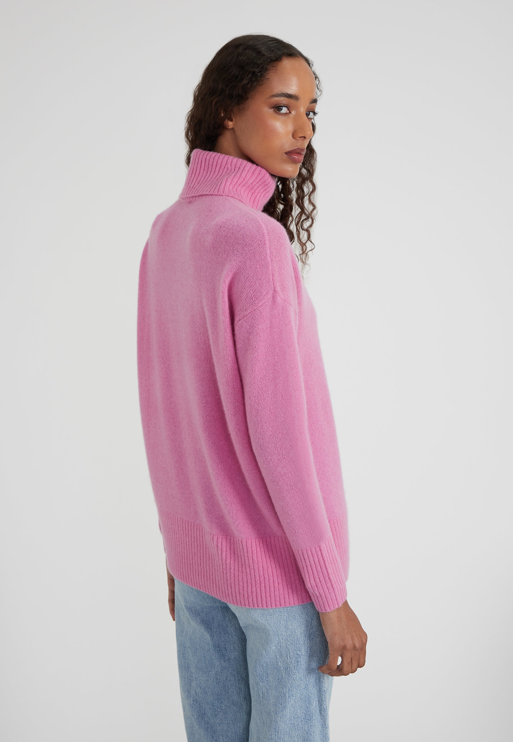 Oversize Rollkragenpulover - candy pink