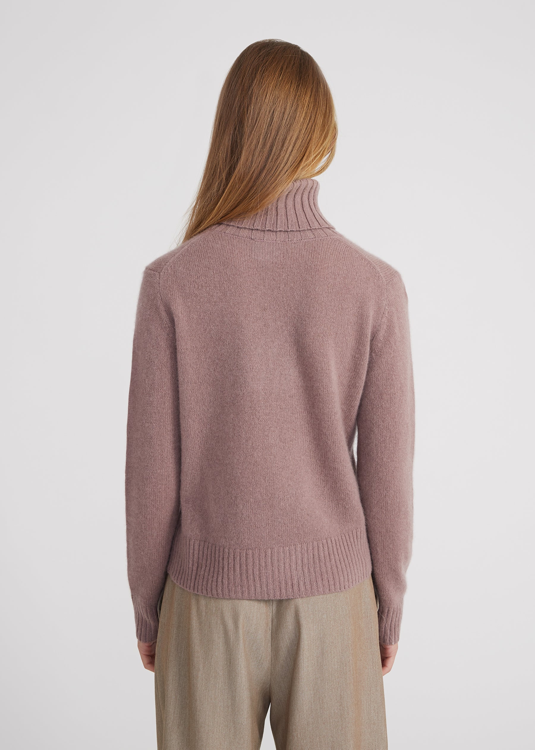 Regular Rollkragenpullover- rose taupe