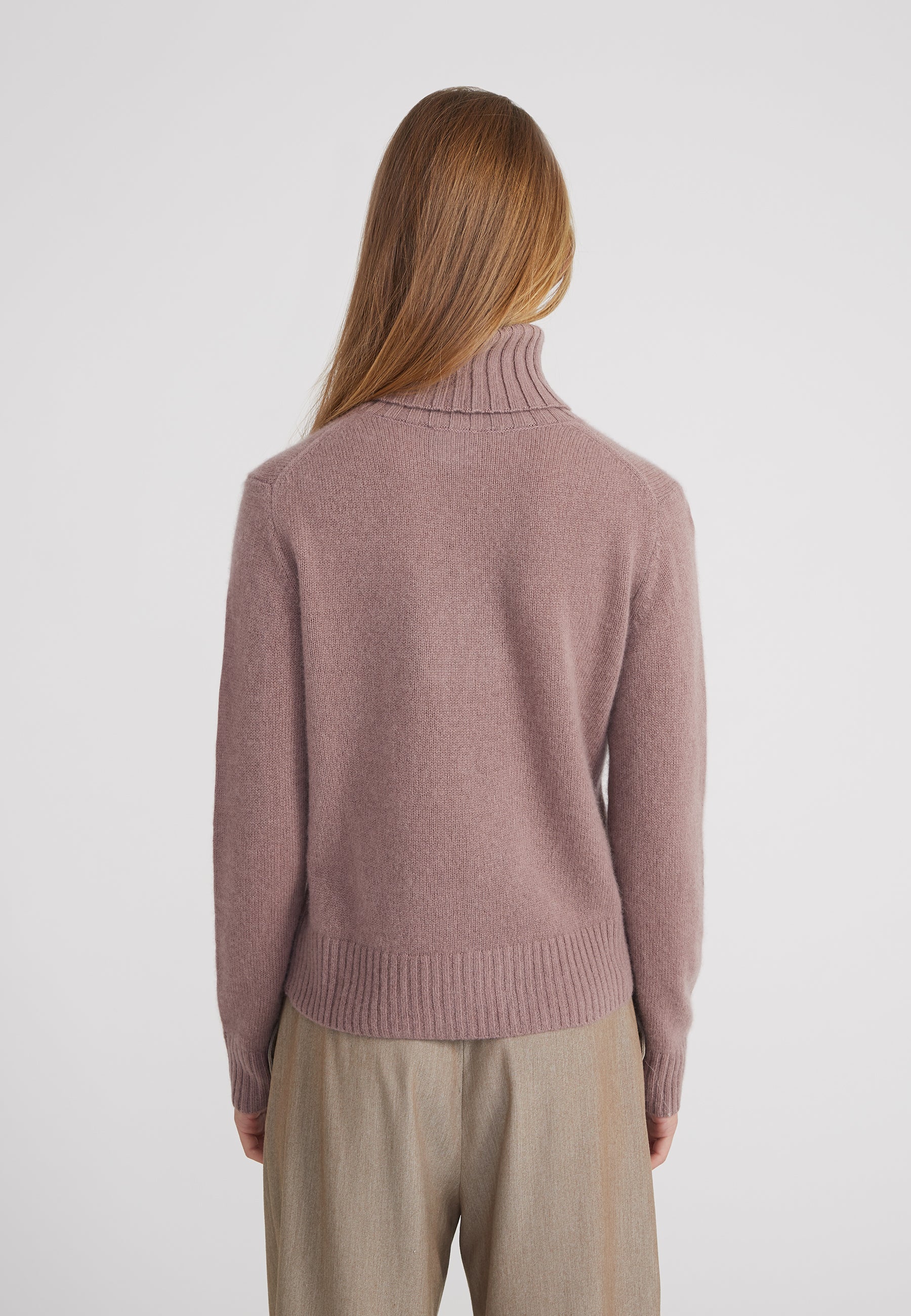 Regular Rollkragenpullover- rose taupe