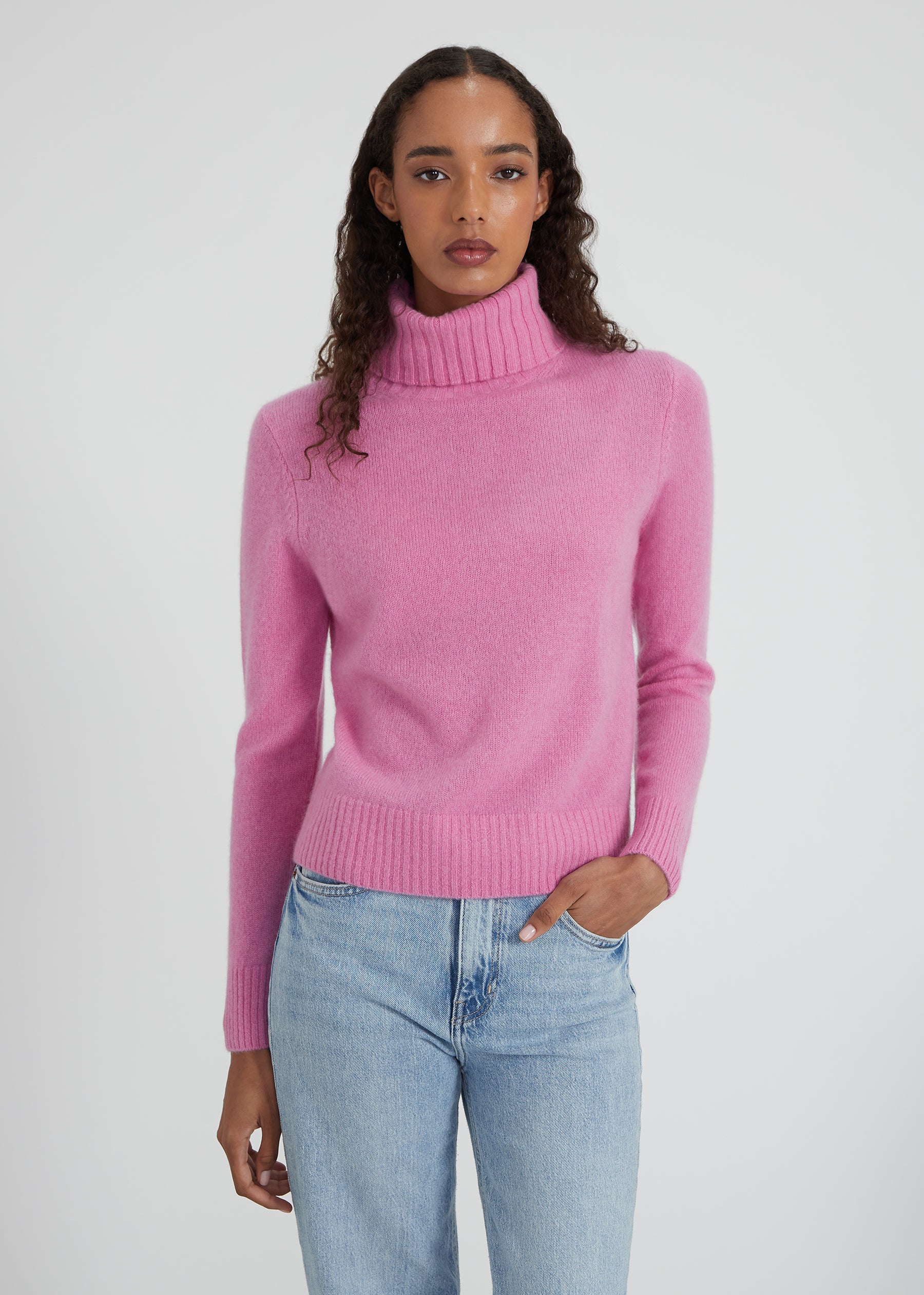 Regular Rollkragenpullover - candy pink