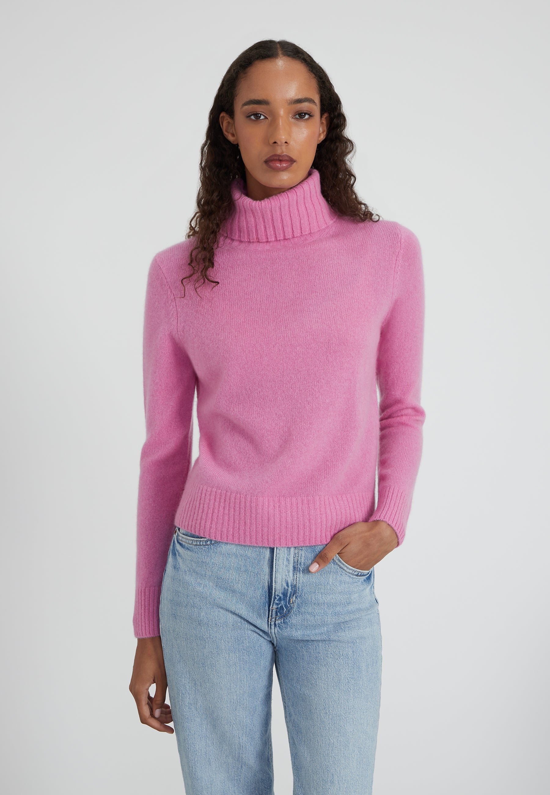 Regular Rollkragenpullover - candy pink