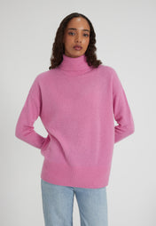Oversize Rollkragenpulover - candy pink

