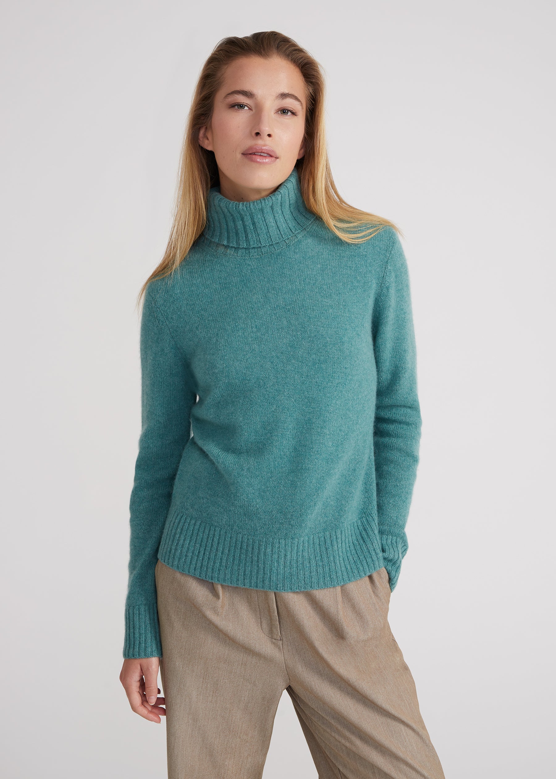 Regular Rollkragenpullover- mint