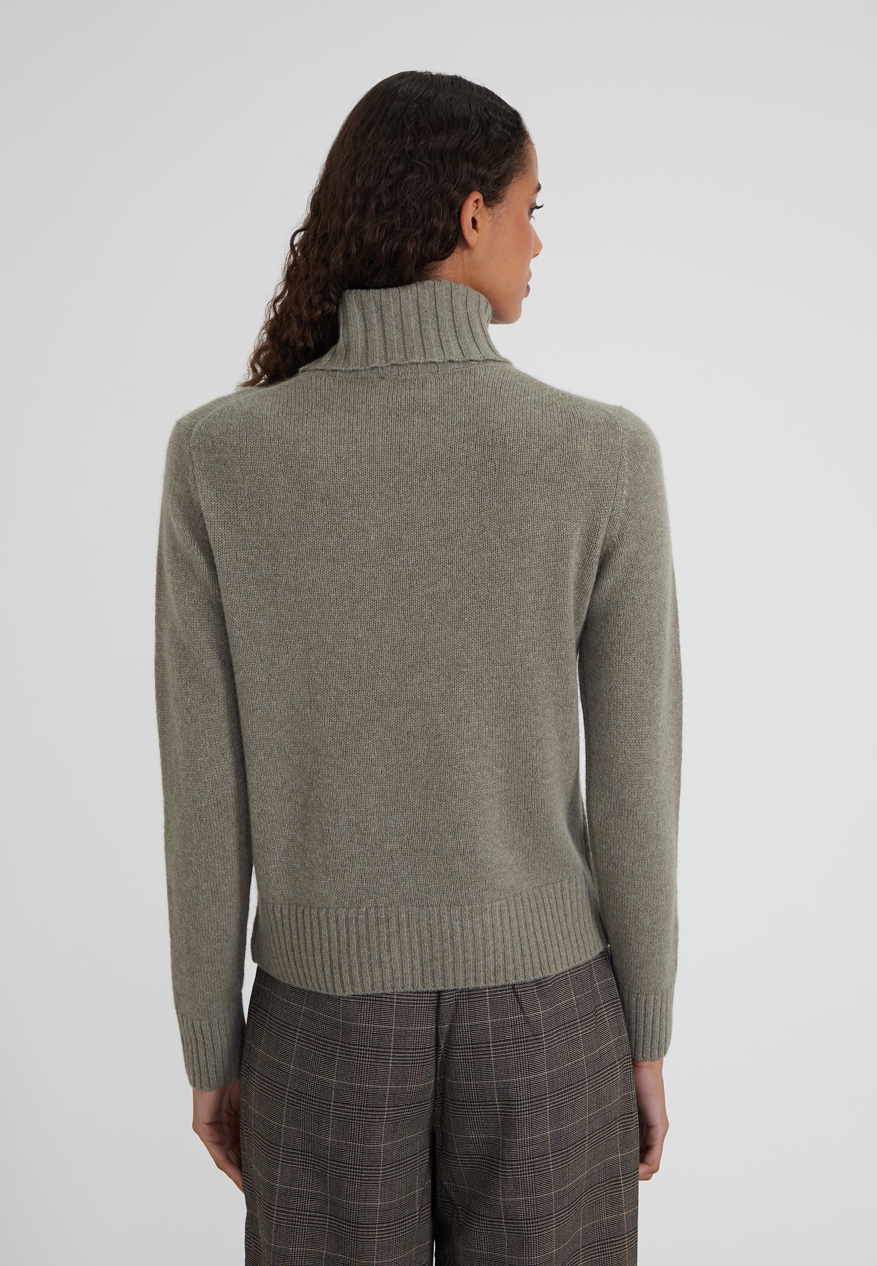 Regular Rollkragenpullover - olive melange