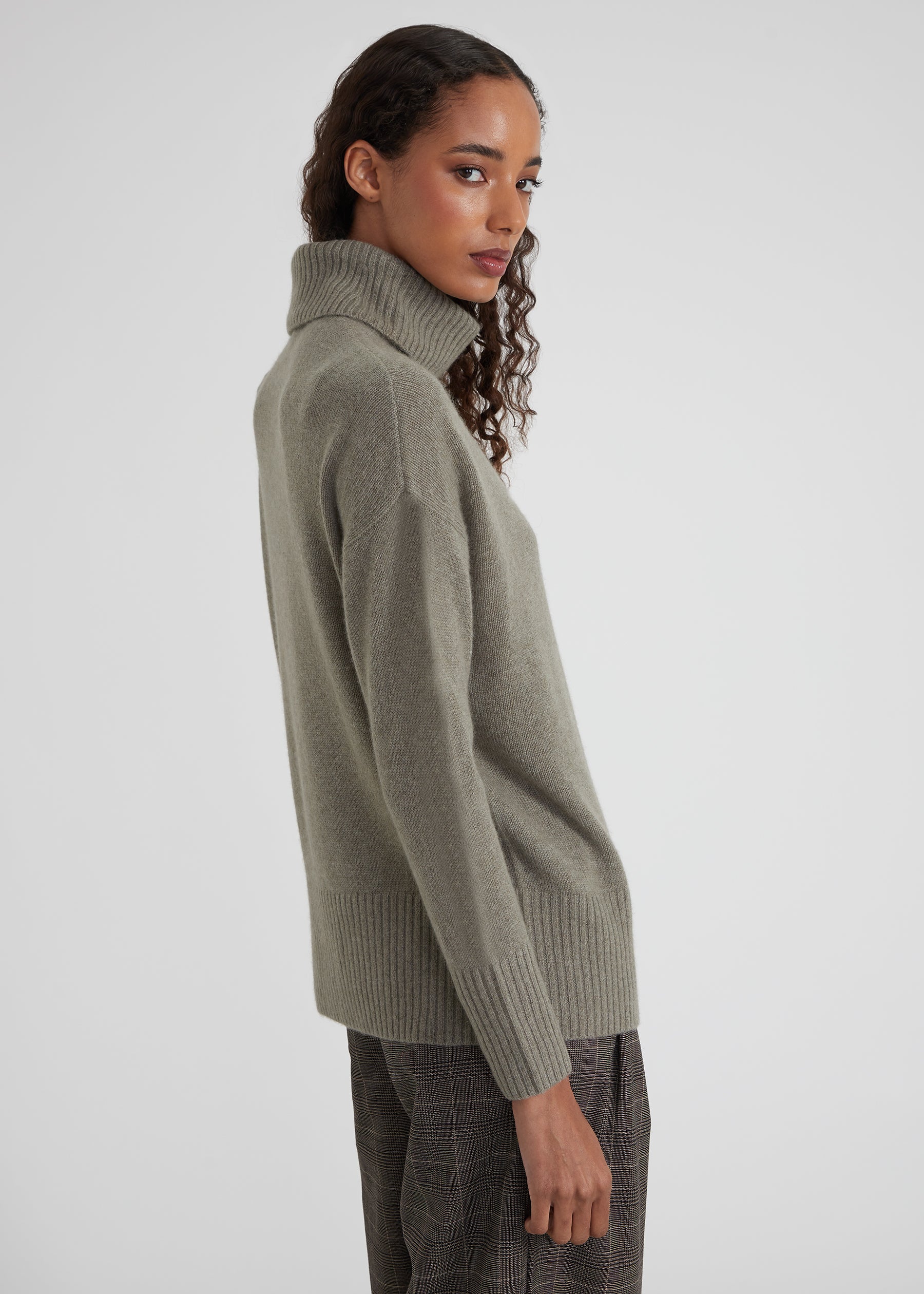 Oversize Rollkragen - olive melange