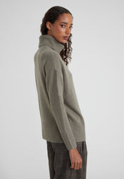Oversize Rollkragen - olive melange