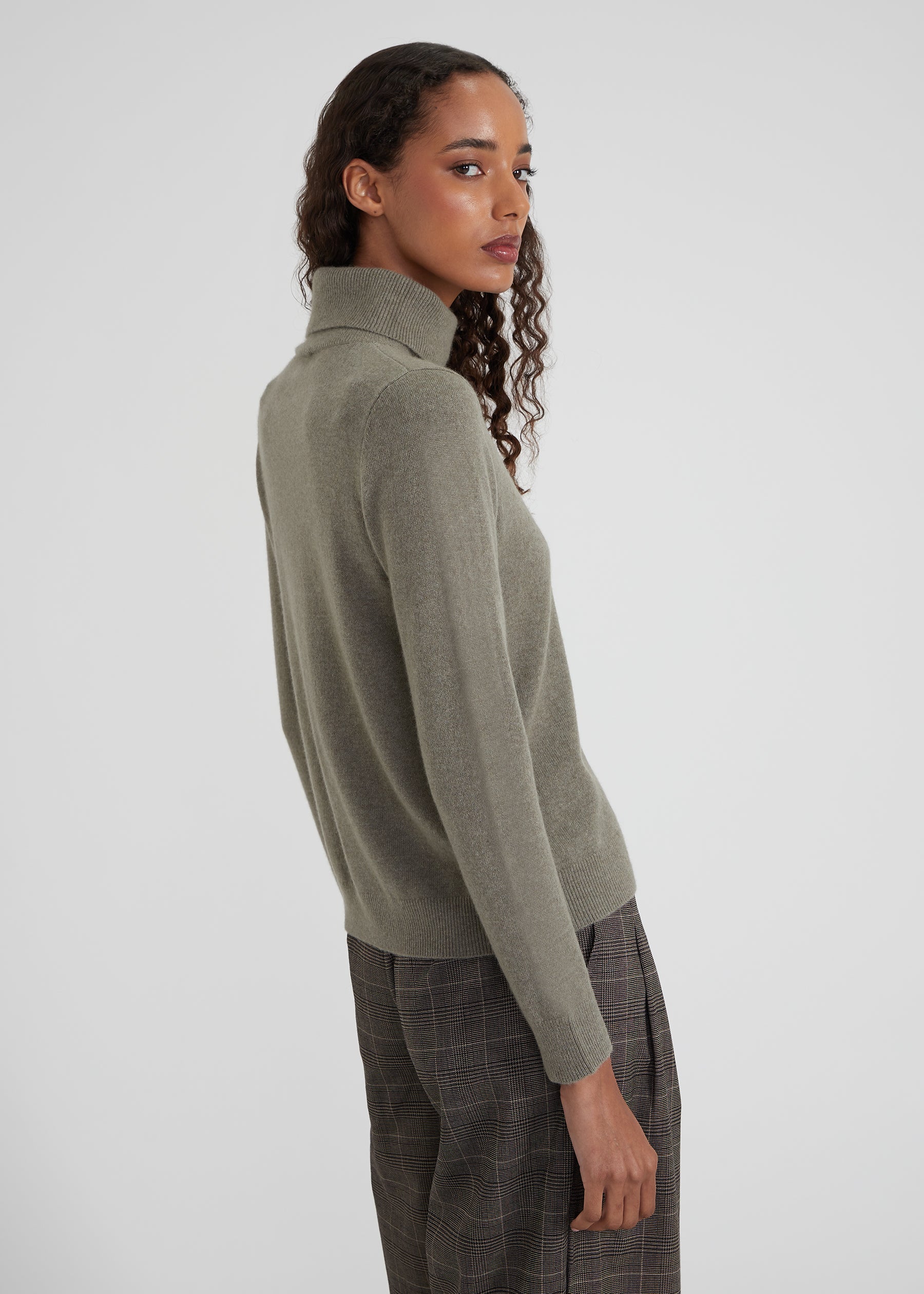 Classic Rollkragenpullover - olive melange