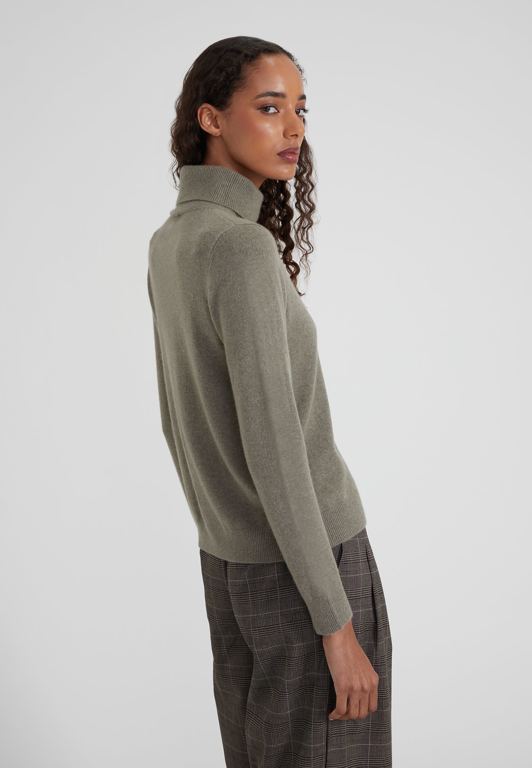 Classic Rollkragenpullover - olive melange