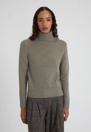 Regular Rollkragenpullover - olive melange