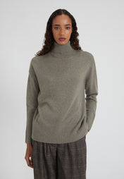 Oversize Rollkragen - olive melange