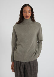 Oversize Rollkragen - olive melange
