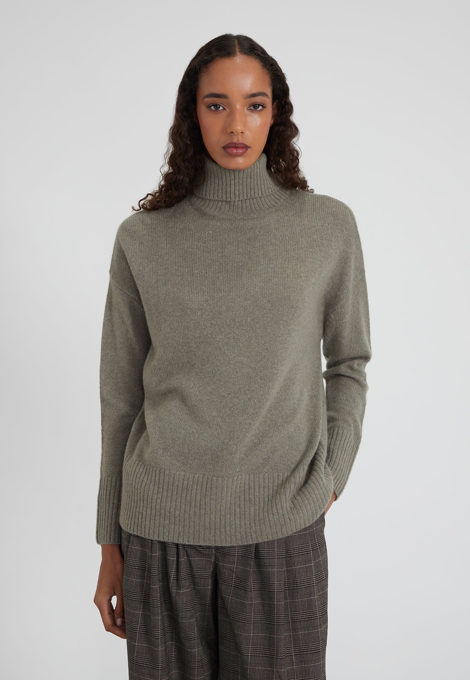 Oversize Rollkragen - olive melange