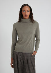 Classic Rollkragenpullover- olive melange