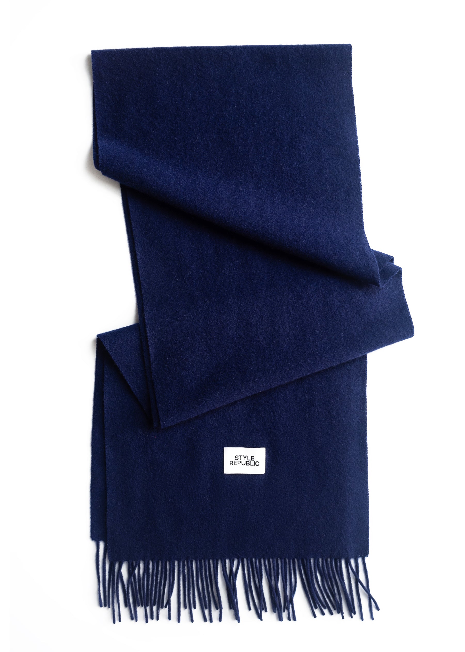 Unisex 100% Kaschmir Schal mit Fransen - navy