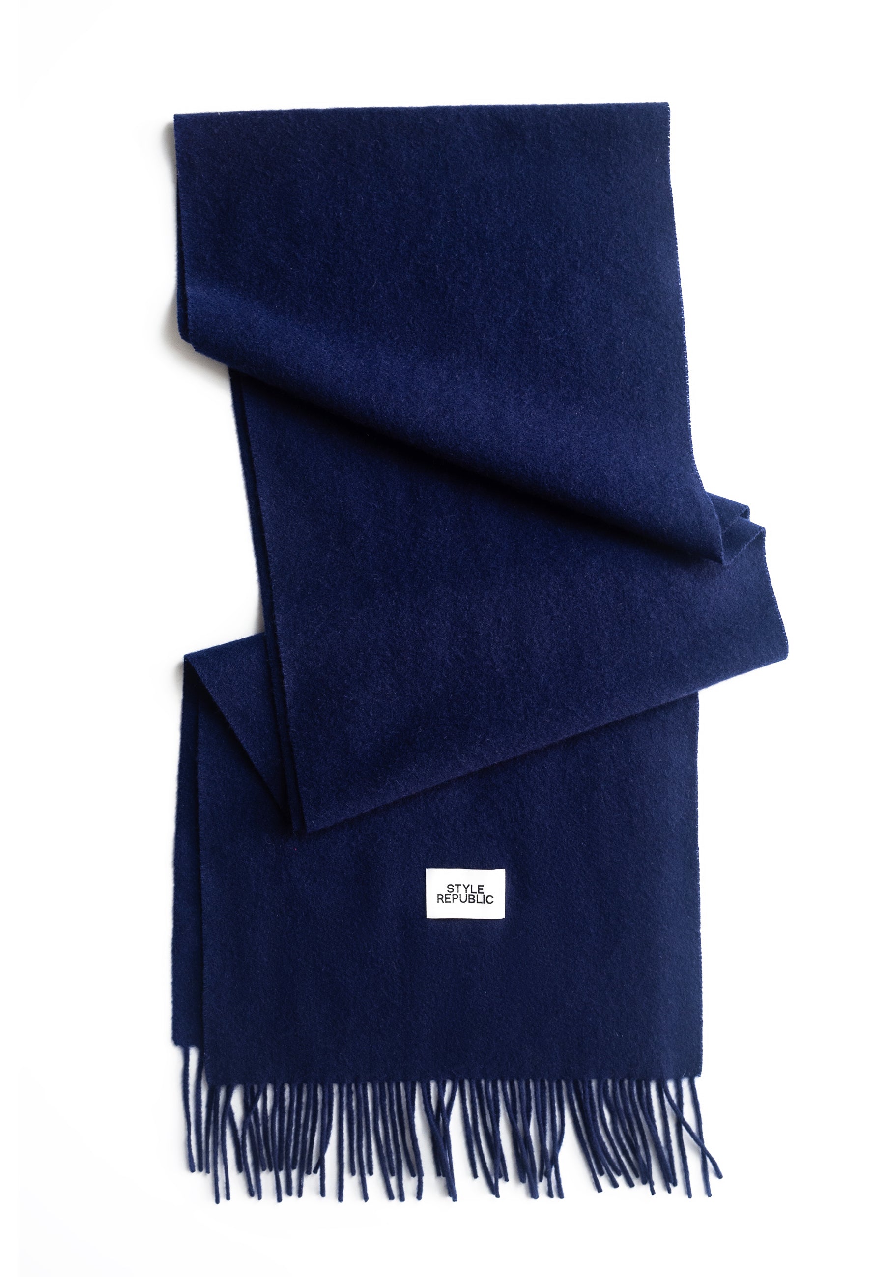 Unisex 100% Kaschmir Schal mit Fransen - navy